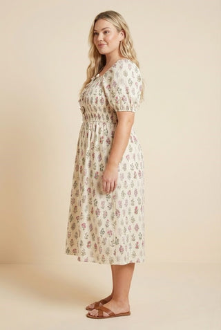 Curvy Bow Detailed Smocked Dress