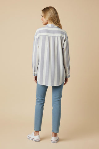 Women's Mixed Stripe Button Up Shirt