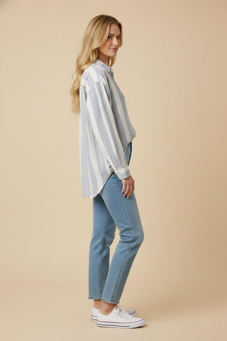 Women's Mixed Stripe Button Up Shirt