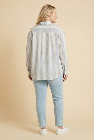 Curvy Mixed Stripe Button Up Shirt