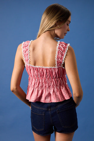 Tiered Cropped Top W Lace Trim