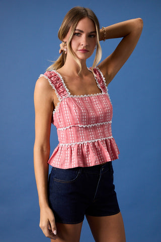 Tiered Cropped Top W Lace Trim