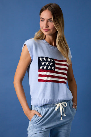 Wide Shoulder USA Flag Sweater