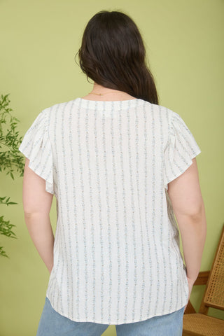 Curvy Stripe Floral Garland Top