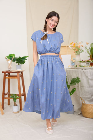 Cropped Balloon Top and Skirt Set