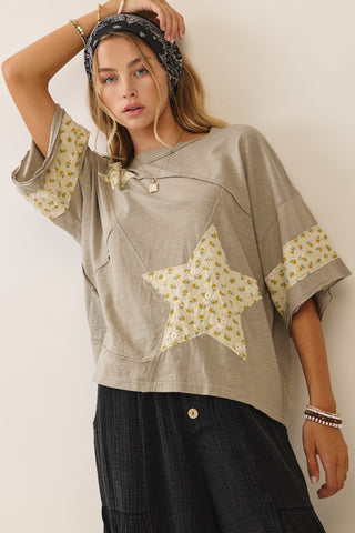 Smoky Grey Relaxed-fit Cotton Top