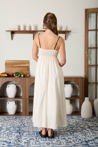 Contrast Trim Empire Waist Midi Dress