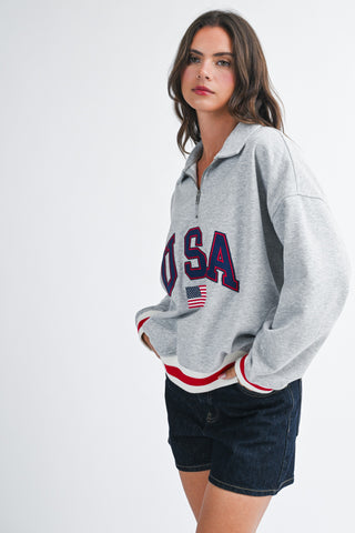 USA Graphic Half Zip Sweatshirt