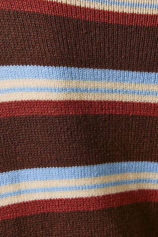 Roll Hem Buttons Detail Striped Cardigan
