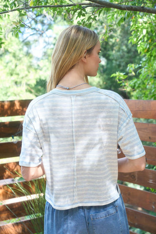 Stripe Exposed Seam Henley Top | JQ Clothing Co.