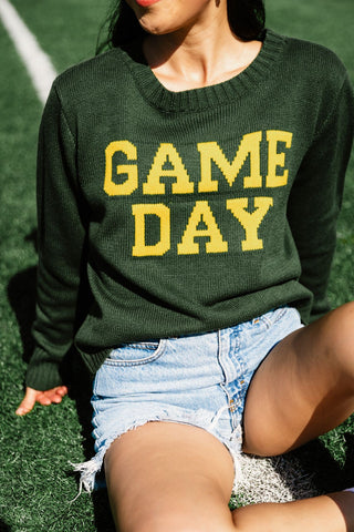 Green Gold Game Day Knit Sweater