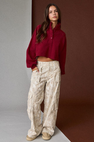 Nature Camo Print Wide Leg Pants