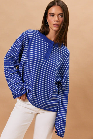LS Crew Neck Stripe Sweater