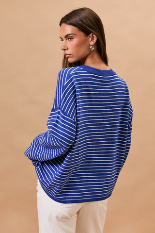 LS Crew Neck Stripe Sweater
