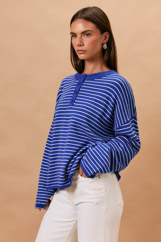 LS Crew Neck Stripe Sweater
