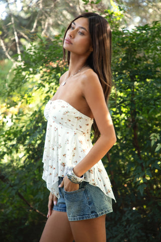 Apricot Floral Sheer Babydoll Tank Top