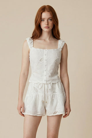 Sleeveless Top, Tie Front Shorts Set