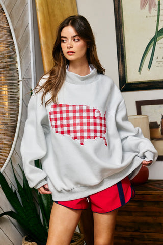 USA/USA Map Reversible Oversized Sweatshirt