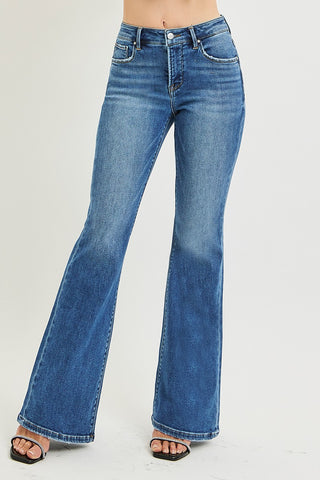 Risen Tummy Control Mid Rise Flare Jeans