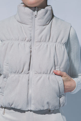 Reversible Solid to Plaid Puffer Vest