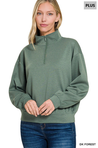 Curvy Scuba Half Zip Pullover Sweatshirts
