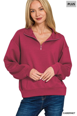 Curvy Scuba Half Zip Pullover Sweatshirts