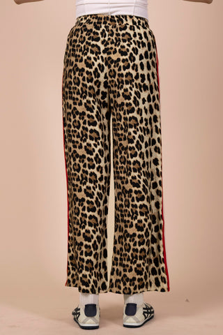 Side Stripe Tape Detail Leopard Pants