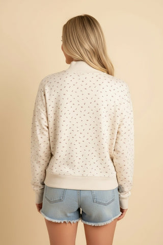 Ditsy Floral Mock Neck Pullover