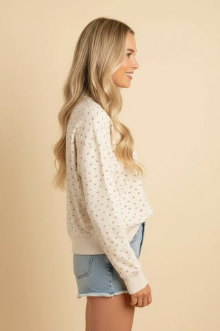 Ditsy Floral Mock Neck Pullover