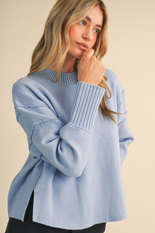 Drop Shoulder LS Ribbed Sweater