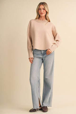 Drop Shoulder LS Ribbed Sweater