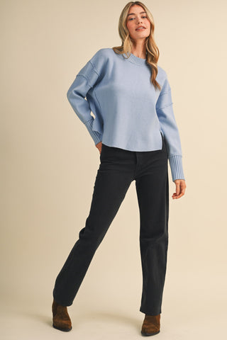 Drop Shoulder LS Ribbed Sweater