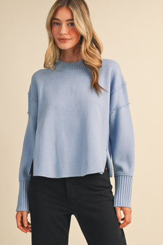 Drop Shoulder LS Ribbed Sweater
