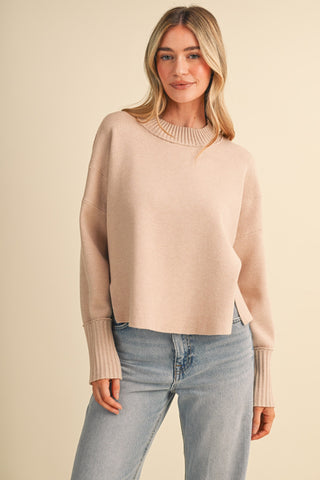 Drop Shoulder LS Ribbed Sweater