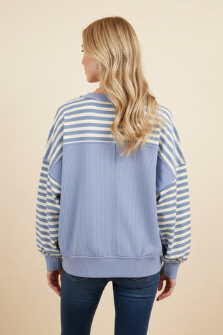 Striped Drop-Shoulder Pullover
