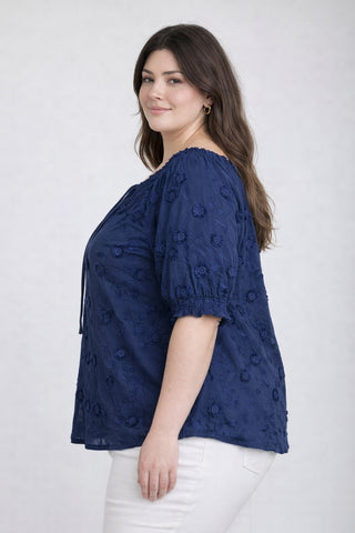Curvy Embroidered 3D Floral Blouse | JQ Clothing Co.