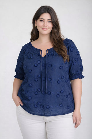 Curvy Embroidered 3D Floral Blouse | JQ Clothing Co.