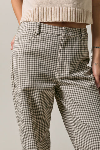Mid Rise Wide Leg Plaid Pants