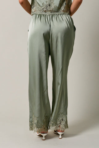 Lace Trim Wide Leg Pants Set