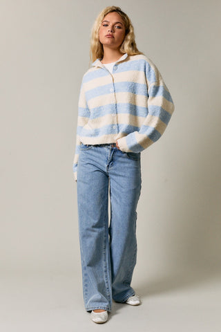 Dreamy High Neck Stripe Cardigan