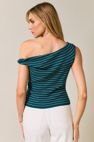Twisted Detail Stripe Knit Top