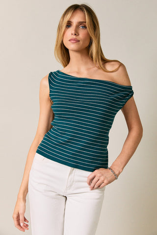 Twisted Detail Stripe Knit Top