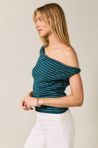 Twisted Detail Stripe Knit Top