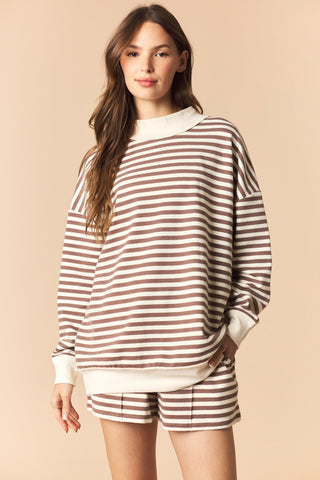 Stripe Sweatshirt and Shorts Set