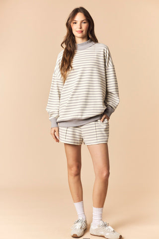 Stripe Sweatshirt and Shorts Set