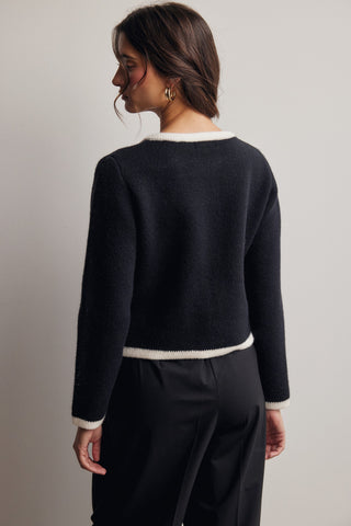 Contrast Trim Cropped Knit Cardigan