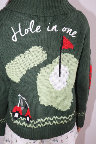 Hole In One Intarsia Zip-Up