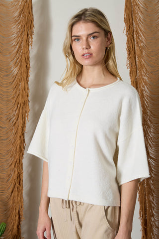 Raw Edge SS Button Down Cardigan