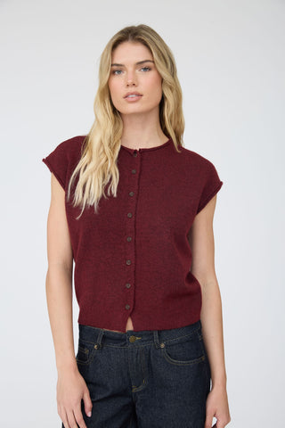 Raw Edge Sleeveless Cardigan