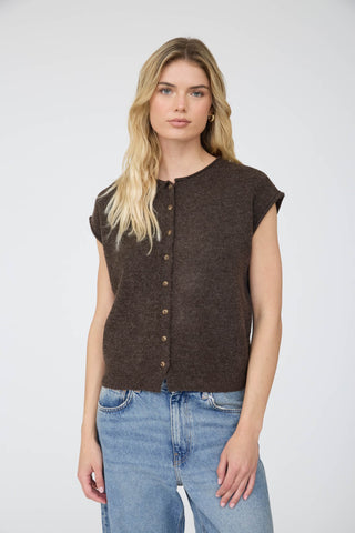 Raw Edge Sleeveless Cardigan
